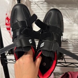 Peloton Black and Red Velcro Sneakers